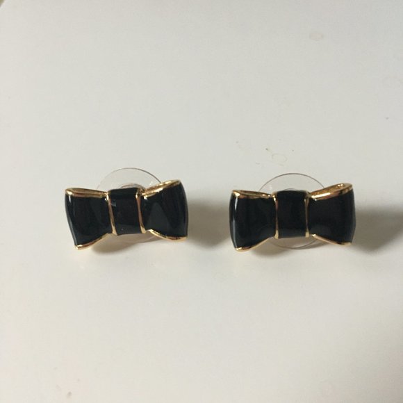 kate spade Jewelry - Kate Spade Black and Gold Bow Earrings